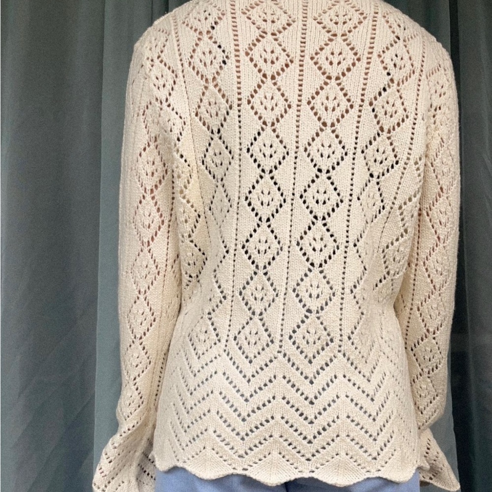 Stunning Vintage Knit Eyelet Scalloped Sweater - Picture 4 of 11